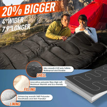 Load image into Gallery viewer, Sleeping Bag for Adults Mens with Pillow, XL Queen Size Two Person Sleeping Bag

