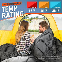 Load image into Gallery viewer, Sleeping Bag for Adults Mens with Pillow, XL Queen Size Two Person Sleeping Bag
