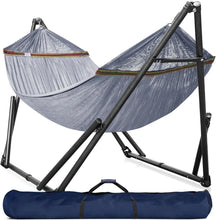 Load image into Gallery viewer, Double Hammock with Stand Included for 2 Persons/Foldable Hammock Stand 600 lbs Capacity Portable Case - Inhouse,Outdoor,Camping
