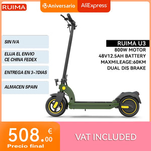 10 Inch Electric Scooter 500W Fold E Scooter 48V 12.5A Adult Scooter Black  56-60km Endurance Band Bluetooth Waterproof
