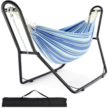 Load image into Gallery viewer, Hammock Stand and Hammock, 2 Person Steel Hammock Frame and Hammock, 550LBS Capacity, Backyard Camping Use
