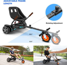 Load image into Gallery viewer, Hoverboard Go Kart with Rear Shock Absorption, Hoverboard Seat Attachment Accessory for 6&quot; to 10&quot; Hoverboard, Adjustable Frame
