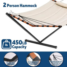 Load image into Gallery viewer, Hammock with Stand Included 55 X 79IN Large Hammock with Hardwood Spreader Bar &amp; Nylon Rope for Outside-Camping Hammock
