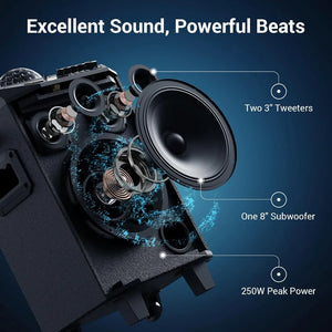 Wireless Karaoke Machine for Adults, TONOR PA System Portable Bluetooth Singing Speaker with Dual Wireless Microphones Mic