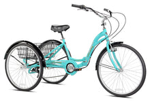 Load image into Gallery viewer, 26&quot; Monterey 7-Speed Folding Adult Tricycle Aqua Comfy Springer Style Suspension Saddle Powerful Front and Rear Handbrakes
