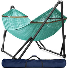 Load image into Gallery viewer, Double Hammock with Stand Included for 2 Persons/Foldable Hammock Stand 600 lbs Capacity Portable Case - Inhouse,Outdoor,Camping
