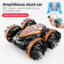 Load image into Gallery viewer, New LED Amphibious RC car Dual remote control waterproof stunt car double side flip drift drive 360 ° rotation rc cars Kids toy
