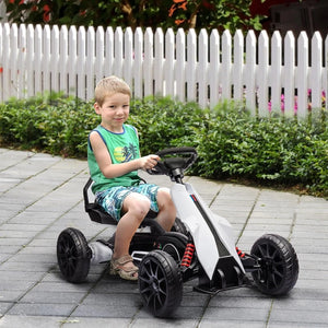 12V Electric Go Kart for Kids, Outdoor Ride-On with Forward Backward Drive & Adjustable Speed, White