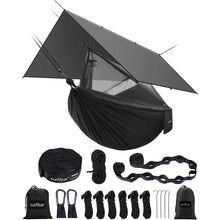 Load image into Gallery viewer, Hammock Camping with Rain Fly Tarp and Net, Portable Camping Hammock Double Tree Hammock Outdoor Indoor Backpacking Travel

