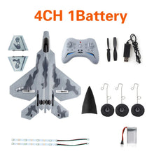 Load image into Gallery viewer, FX922 RC Plane 2.4G 2CH/4CH Remote Control Airplane F-22 Raptor Fighter EPP Foam Glider Aircraft Toys for Boys
