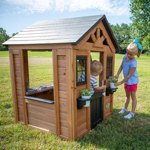 Sweetwater All Cedar Wooden Playhouse, Light Brown Home Garden Buildings