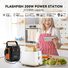 Load image into Gallery viewer, Flashfish 200W Portable Power Station 172Wh 230V Solar Generator 110V 48000mAh Power Supply Emergency Energy For Outdoor Camping
