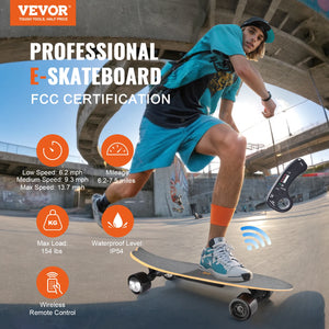 VEVOR Electric Skateboard with Remote 13.7 Mph Top Speed & 7.5 Miles Max Range Skateboard Longboard, Easy Carry Handle Design