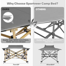 Load image into Gallery viewer, Camping Cots for Adults Cot 2 Side Pockets Cots for Sleeping 450LBS(Max Load) Portable Folding Cots Extra Wider Cot
