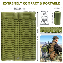 Load image into Gallery viewer, Double Sleeping Pad for Camping Self-Inflating Mat Sleeping Mattress with Pillow for Hiking Outdoor 2 Persons Travel Bed Air Mat
