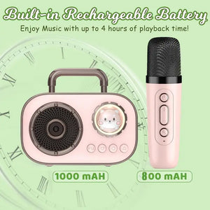 Kids Karaoke Machine Wireless Portable Speaker With Microphone Long Battery Life Rechargeable Audio Supplies With Dual Mic