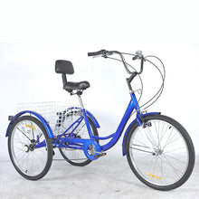 Load image into Gallery viewer, Tricycle 24-inch Human-powered 7-speed Pedal Tricycle For The Elderly Adult 3-wheel Bike Gearbox Kit With Large Storage Basket
