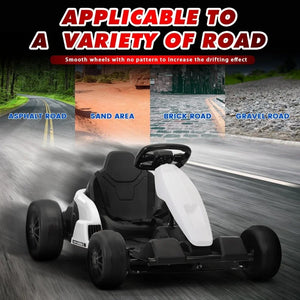 24V Electric Drifting Go Kart,7Ah Battery Powered Electric Car Ride on, Electric Ride On/Safety Belt,Music,Horn,85W*2 Motor