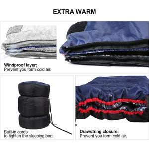 REDCAMP Cotton Flannel Sleeping Bag for Camping Backpacking, Adults Cold Weather Envelope Sleeping Bags with 2/3/4lbs Filling