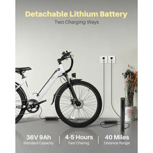 Load image into Gallery viewer, Electric Bike, UL 2849 Certified, Step Through Electric Bicycle with 350W Motor, 36V 9Ah Removable Battery, 20MPH E-Bikes
