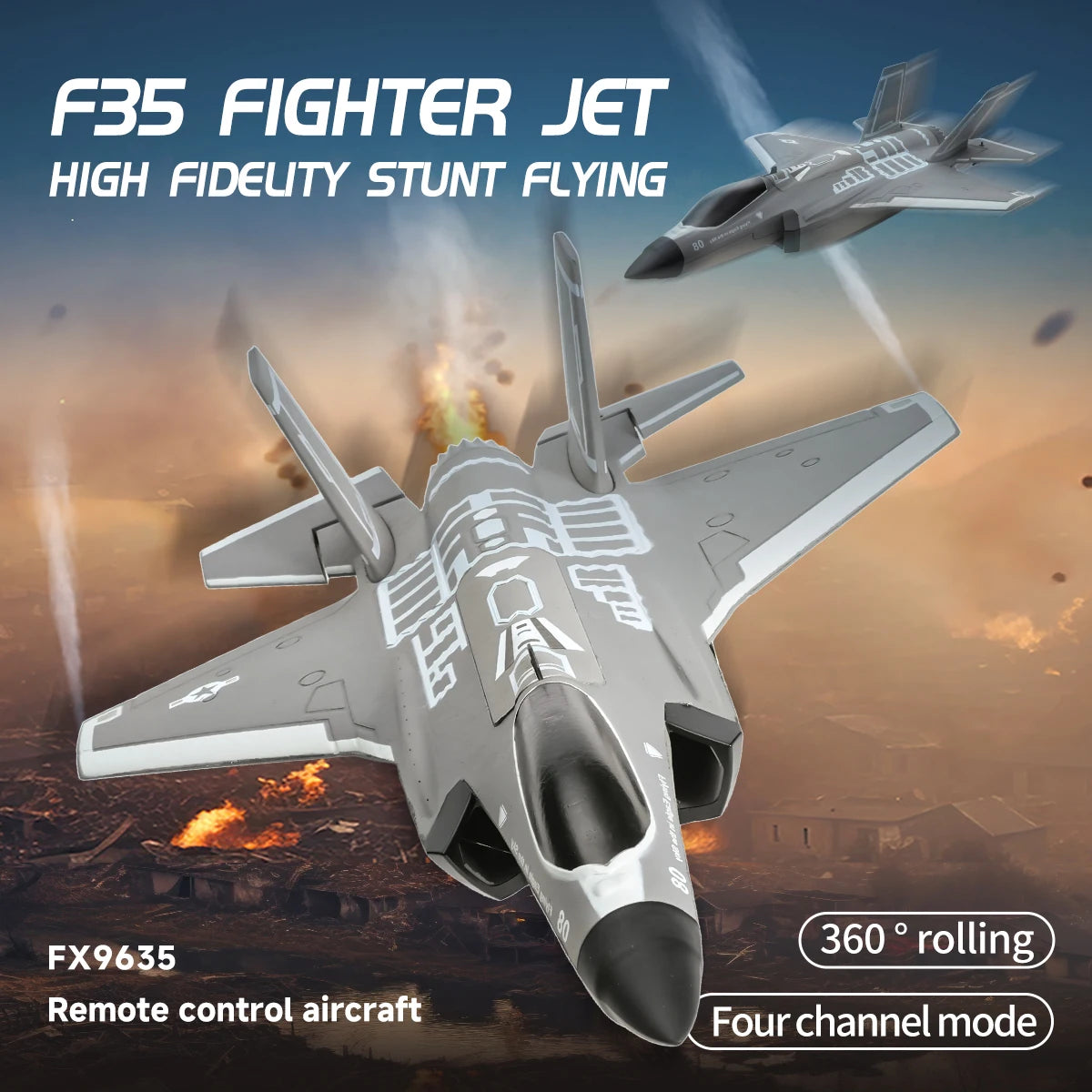 F35 RC Fighter 2.4GHz 4CH 6-axis Remote Control Culvert Aircraft With ...