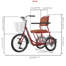 Load image into Gallery viewer, 16 inch anti-rollover inner eight-wheeled walking bicycle for the elderly large seat human tricycle with basket adult tricycle
