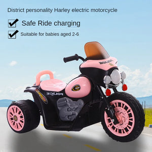 Children's Electric Motorcycle Tricycle Pink Cute Girl Baby Battery Car Kids Can Sit Rechargeable Remote Control Toy Car