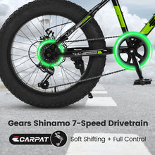 Load image into Gallery viewer, Ecarpat 20 Inch Kids' Bike, 4-Inch Wide Fat Tire Snow Mountain Bike, 7 Speed for Boys Girls Children Kids' Bicycles, Steel Frame
