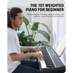 DEP-20 Beginner Digital Piano 88 Key Full Size Weighted Keyboard, Portable Electric Piano with Furniture Stand, 3-Pedal Unit