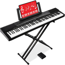 Load image into Gallery viewer, 88-Key Full Size Digital Piano Electronic Keyboard Set for All Experience Levels w/Semi-Weighted Keys, Stand, Sustain Pedal
