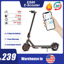 Load image into Gallery viewer, ES80 Electric Scooter 350W 19MPH APP Smart Adult Scooter 21Miles Range Shock Absorbing Anti-skid Folding M365 Kick Scooter
