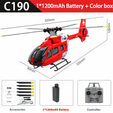 Load image into Gallery viewer, RC ERA Helicopter C190 1:30 H145 Scale 2.4G 6CH 6-Axis Gyro Optical Flow Localization Altitude Hold Flybarless RC Helicopter RTF
