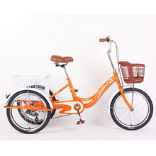 Load image into Gallery viewer, 20 inch tricycle adult pedal tricycle with frame black yellow blue red
