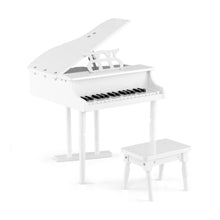 Load image into Gallery viewer, White Kids Piano 30-Key Keyboard Toy with Bench Piano Lid and Music Rack
