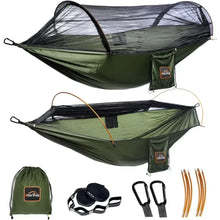 Load image into Gallery viewer, Professional Camping Hammock with Mosquito Net, Lightweight Portable Double Hammock with Two 10 FT Hammock Tree Straps, 230T Nyl

