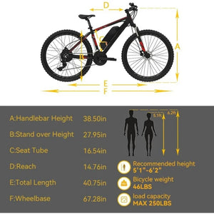 Electric Bike for Adults 26”, Mountain Ebike 350W Motor, 20MPH Victor 2.0 with 36V 10.4Ah Removable Battery, with 21 Speed Gears