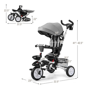 6-In-1 Kids Baby Stroller Tricycle Detachable Learning Toy Bike w/ Canopy