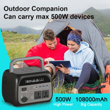 Load image into Gallery viewer, 500W Portable Power Station 345.6Wh 108000mAh Solar Generator LiFePo4 Batteries 220V Energy Storage Supply Camping Campervan RV
