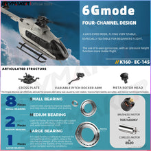 Load image into Gallery viewer, WLtoys K160 RC Helicopter 2.4G 6-Aixs Gyroscope 4CH Altitude Hold Optical Flow Remote Control Helicopter Toys for Children Gift
