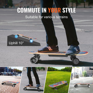 VEVOR Electric Skateboard with Remote  9.3 Mph Top Speed & 5 Miles Max Range Skateboard Longboard   Easy Carry Handle Design