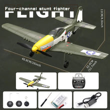 Load image into Gallery viewer, New P51 Mustang rc Plane 2.4G 4CH 6 Axis 410MM Wingspan Foam Fighter One Key Aerobatic RTF Aircraft Glider Toys Gifts for child
