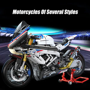 City MOC Technical RC Expert Motorcycle Building Blocks With LED Light