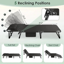 Load image into Gallery viewer, 3 in 1 Folding Camping Cot Bed, 5 Positions Adjustable Patio Chaise Lounge Chair, Portable Sleeping Cots for Adults with
