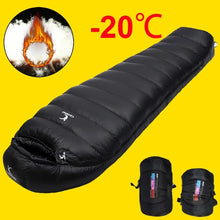 Load image into Gallery viewer, Outdoor Thermal Camping White Duck Down Sleeping Bag Ultralight Winter Autumn Adult Sleeping Bag Travel Hiking Camping Bag
