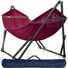 Load image into Gallery viewer, Double Hammock with Stand Included for 2 Persons/Foldable Hammock Stand 600 lbs Capacity Portable Case - Inhouse,Outdoor,Camping
