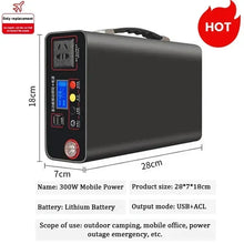 Load image into Gallery viewer, 220V 300W Portable Outdoor Camping Power Bank Lifepo4 Power System Charging Generator LED Display Home Emergency Charging Backup
