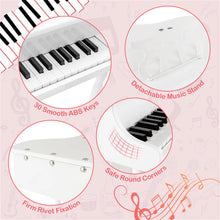 Load image into Gallery viewer, White Kids Piano 30-Key Keyboard Toy with Bench Piano Lid and Music Rack
