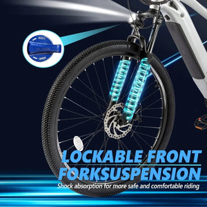 Electric Bike for Adults, Mountain Ebike, Removable LG Battery, 27.5/26" Fat Tire Electric Bicycle 7 Speed | Front Suspension