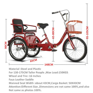 JayCreer 16 Inches Adult Tricycle Trike