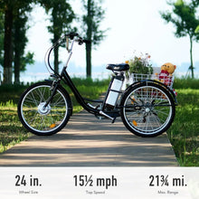 Load image into Gallery viewer, Electric Trike, 26&quot;Ebike Trike with Basket,36V Removable Battery,250W Brushless Motor,3 Wheel Electric Bicycle, Adults Tricycle
